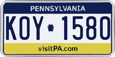 PA license plate KOY1580