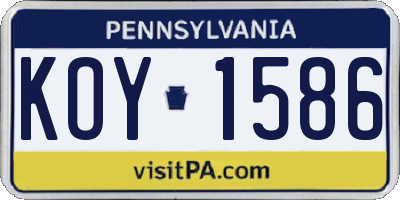PA license plate KOY1586