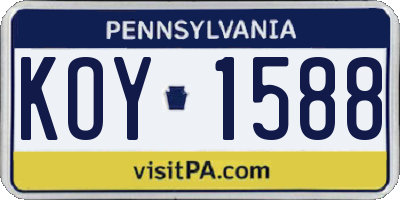 PA license plate KOY1588