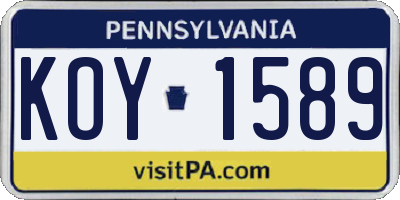 PA license plate KOY1589