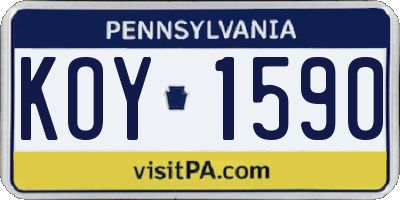 PA license plate KOY1590
