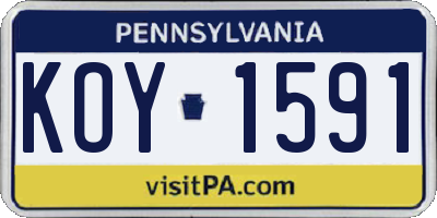 PA license plate KOY1591