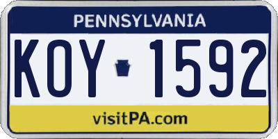 PA license plate KOY1592