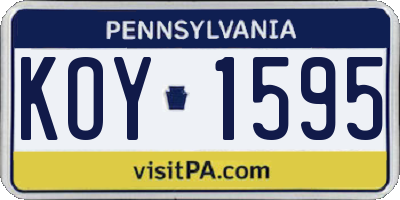 PA license plate KOY1595