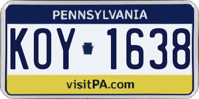 PA license plate KOY1638