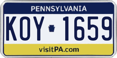 PA license plate KOY1659