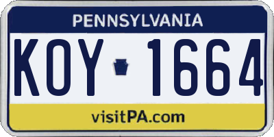PA license plate KOY1664