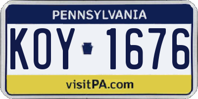 PA license plate KOY1676