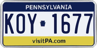 PA license plate KOY1677