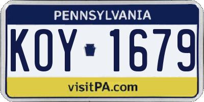 PA license plate KOY1679