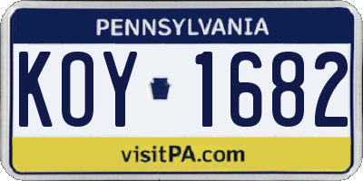 PA license plate KOY1682