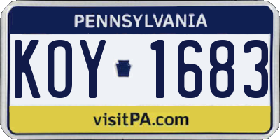 PA license plate KOY1683