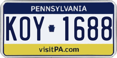 PA license plate KOY1688