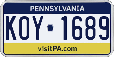 PA license plate KOY1689