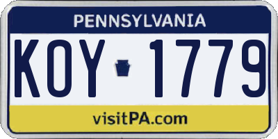 PA license plate KOY1779