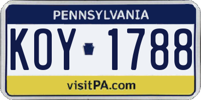 PA license plate KOY1788