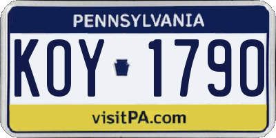 PA license plate KOY1790