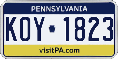 PA license plate KOY1823