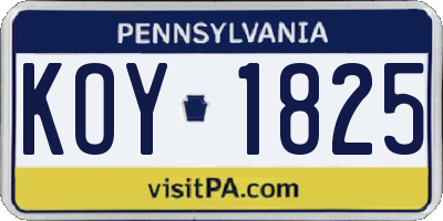 PA license plate KOY1825