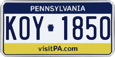 PA license plate KOY1850