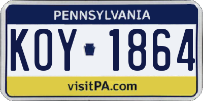 PA license plate KOY1864