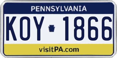 PA license plate KOY1866