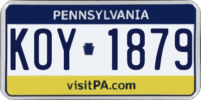 PA license plate KOY1879