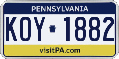 PA license plate KOY1882