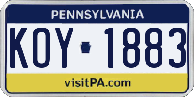 PA license plate KOY1883
