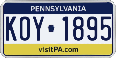 PA license plate KOY1895