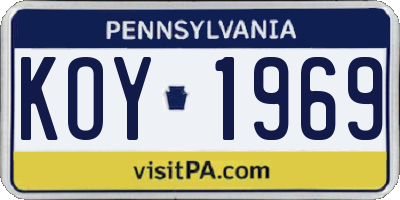 PA license plate KOY1969