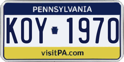 PA license plate KOY1970