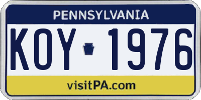 PA license plate KOY1976
