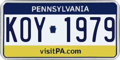 PA license plate KOY1979