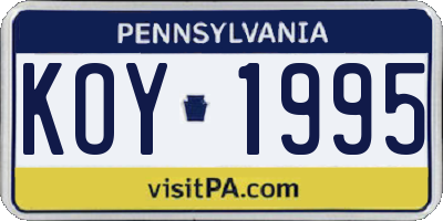 PA license plate KOY1995