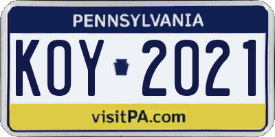 PA license plate KOY2021