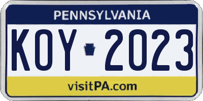PA license plate KOY2023