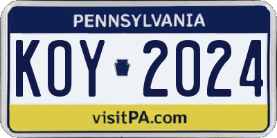 PA license plate KOY2024