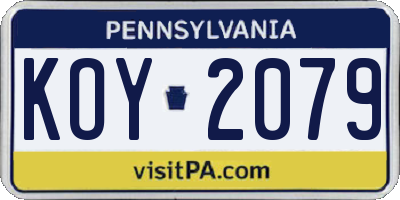 PA license plate KOY2079