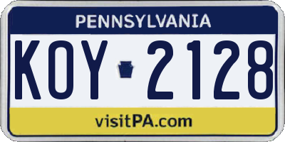 PA license plate KOY2128