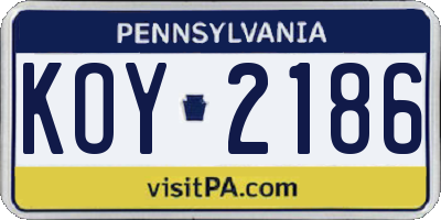 PA license plate KOY2186