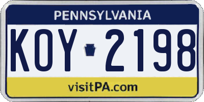 PA license plate KOY2198