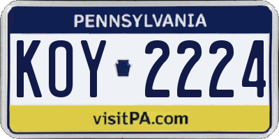 PA license plate KOY2224
