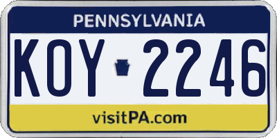 PA license plate KOY2246
