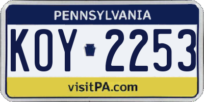 PA license plate KOY2253