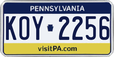PA license plate KOY2256