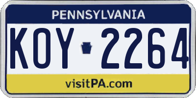 PA license plate KOY2264