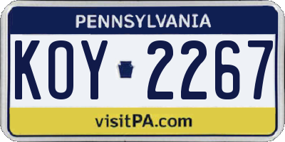 PA license plate KOY2267