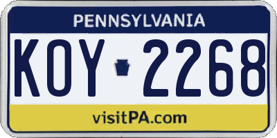 PA license plate KOY2268
