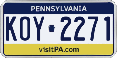 PA license plate KOY2271